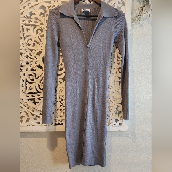 House Of Harlow 1960 Revolve Blue Collared Ribbed Knit Button Down Dress Small - Picture 15 of 15